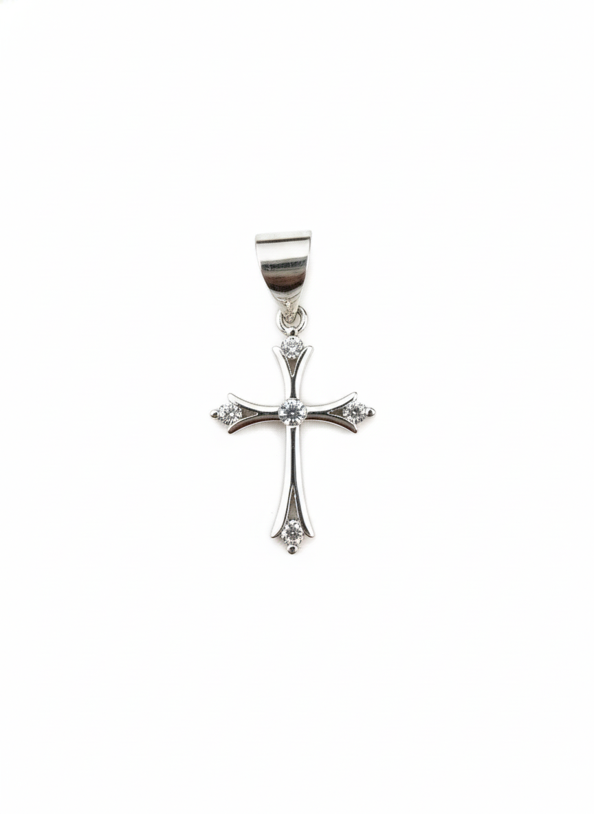 Dije de Cruz Elegante en Plata .925 con Circonias